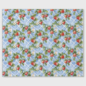 Papier Cadeau Motif Fraise Cottagecore (Plat)