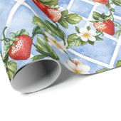 Papier Cadeau Motif Fraise Cottagecore (Coin rond)