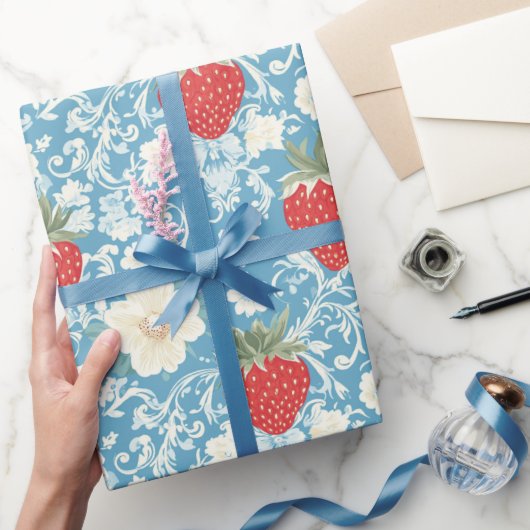Papier Cadeau Motif Fraise Cottagecore (Cadeaux)