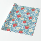 Papier Cadeau Motif Fraise Cottagecore (Déroulé)