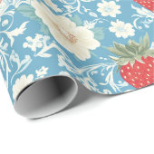 Papier Cadeau Motif Fraise Cottagecore (Coin rond)