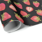 Papier Cadeau Motif Fraise d'Été (Coin rond)