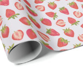 Papier Cadeau Motif fraise d'été rose (Coin rond)