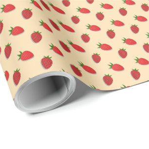 Papier Cadeau Motif fraise pour l'été des fruits