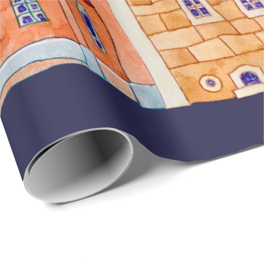 Papier Cadeau Motif frontalier transparent et architectural sur (Coin rond)