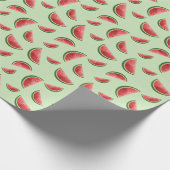 Papier Cadeau Motif Fruit De Pastèque Sur Vert (Coin)
