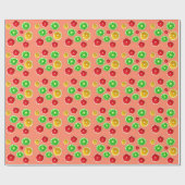 Papier Cadeau Motif fruité aux fruits d'été coloré (Plat)