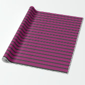 Papier Cadeau Motif Fuchsia et charbon de bois cinq bandes (Déroulé)