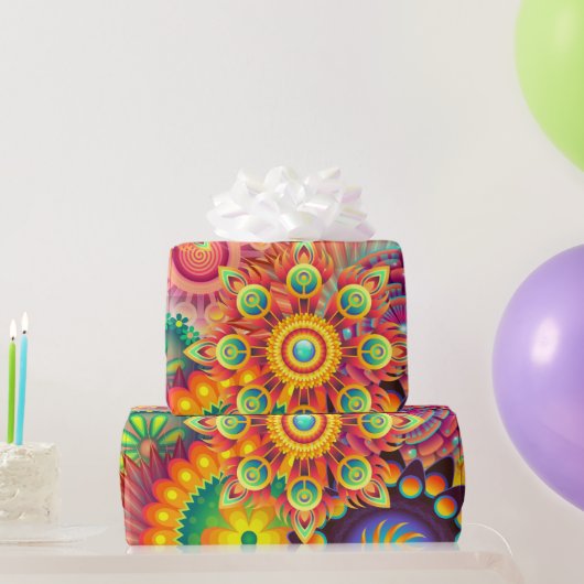 Papier Cadeau Motif funky rétro Abstrait Bohème (Cadeaux de fête)
