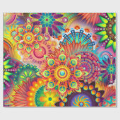 Papier Cadeau Motif funky rétro Abstrait Bohème (Plat)