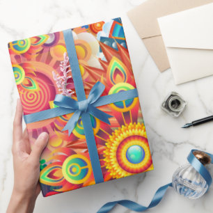 Papier Cadeau Motif funky rétro Abstrait Bohème