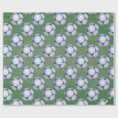 Papier Cadeau Motif Futbal bleu et blanc (Plat)