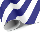 Papier Cadeau Motif géométrique à bande blanche bleu moderne (Coin rond)