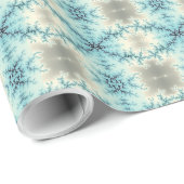 Papier Cadeau motif géométrique Abstrait bleu, gris fractal (Coin rond)