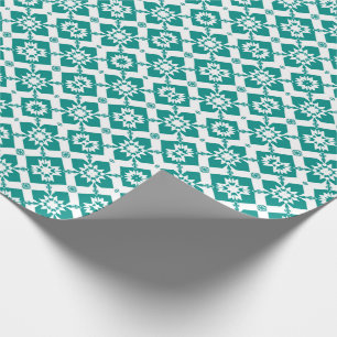 Papier Cadeau Motif Géométrique Abstrait en Blanc et Vert