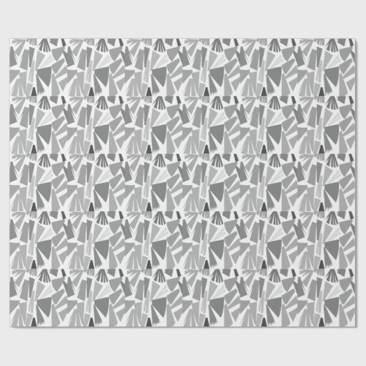 Papier Cadeau Motif géométrique Abstrait gris moderne (Plat)