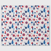 Papier Cadeau Motif géométrique abstrait rétro #9 Navy Rouge ID1 (Plat)