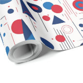 Papier Cadeau Motif géométrique abstrait rétro #9 Navy Rouge ID1 (Coin rond)