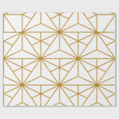 Papier Cadeau Motif géométrique Art déco blanc et or (Plat)