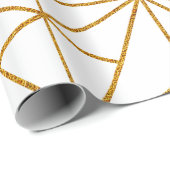 Papier Cadeau Motif géométrique Art déco blanc et or (Coin rond)