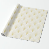 Papier Cadeau Motif Géométrique Art Déco En Or & Blanc (Déroulé)