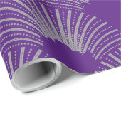 Papier Cadeau Motif géométrique Art déco gris et violet (Coin rond)