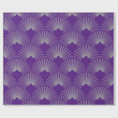Papier Cadeau Motif géométrique Art déco gris et violet (Plat)