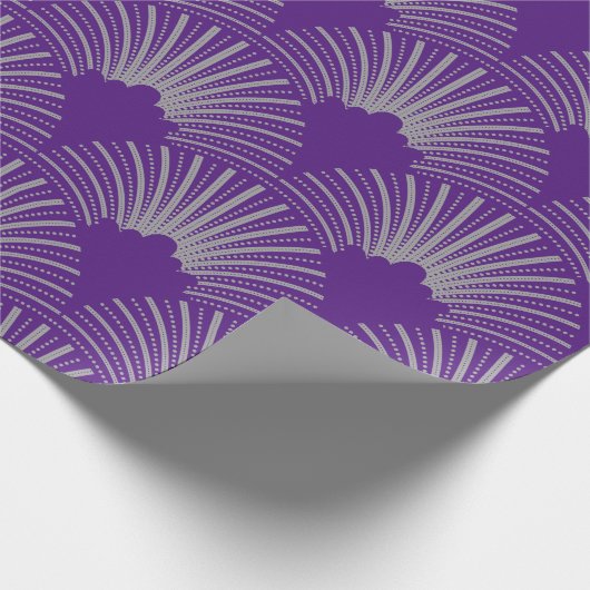 Papier Cadeau Motif géométrique Art déco gris et violet (Coin)