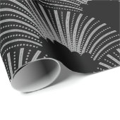 Papier Cadeau Motif géométrique Art déco noir et gris (Coin rond)