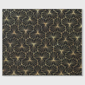 Papier Cadeau Motif géométrique Art Déco noir et or (Plat)