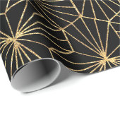 Papier Cadeau Motif géométrique Art Déco noir et or (Coin rond)