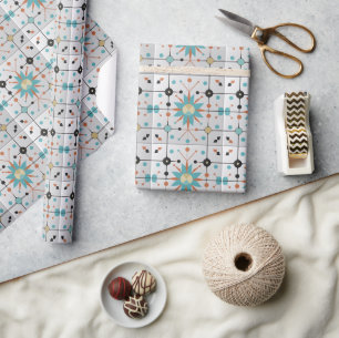 Papier Cadeau Motif géométrique atomique du milieu du siècle rét