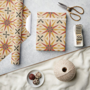 Papier Cadeau Motif géométrique atomique rétro vintage du milieu