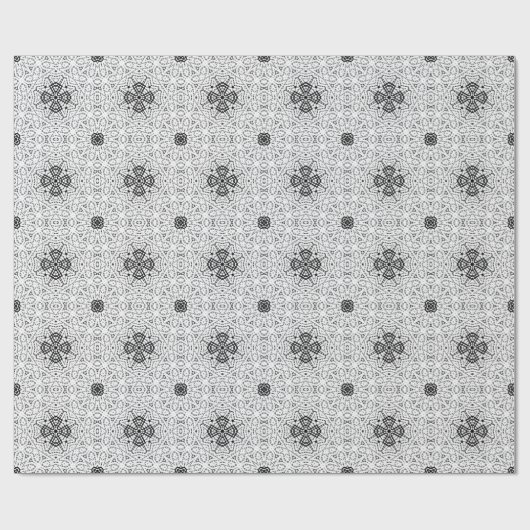 Papier Cadeau Motif géométrique blanc et noir (Plat)