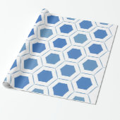 Papier Cadeau Motif géométrique bleu blanc moderne (Déroulé)