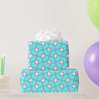 Papier Cadeau Motif géométrique bleu clair et blanc