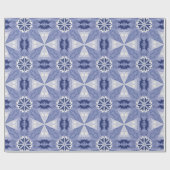 Papier Cadeau Motif géométrique bleu et blanc complexe (Plat)