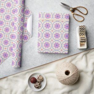 Papier Cadeau Motif géométrique bleu mou rose
