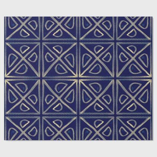 Papier Cadeau Motif géométrique bleu sans joint Tribal. Ha trié (Plat)