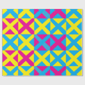 Papier Cadeau Motif géométrique Carré bleu jaune rose (Plat)