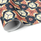 Papier Cadeau Motif géométrique Carré Hexagon coloré (Coin rond)