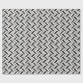 Papier Cadeau Motif géométrique chevron gris moderne monogramme (Plat)