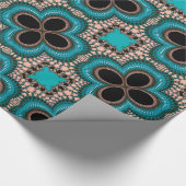Papier Cadeau Motif géométrique de style marocain turquoise et n (Coin)