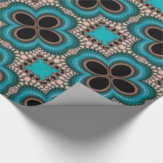 Papier Cadeau Motif géométrique de style marocain turquoise et n (Coin)