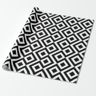 Papier Cadeau Motif géométrique de Zigzag en noir noir blanc