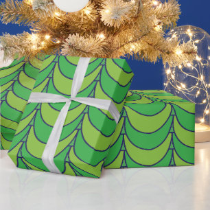 Papier Cadeau Motif Géométrique Demi-Cercle Vert
