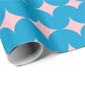 Papier Cadeau Motif géométrique du milieu du siècle en bleu et r (Coin rond)