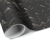 Papier Cadeau Motif géométrique du panier diagonal noir (Coin rond)