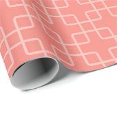 Papier Cadeau Motif géométrique élégant avec fond rose corail (Coin rond)