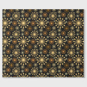 Papier Cadeau Motif géométrique élégant noir et or (Plat)
